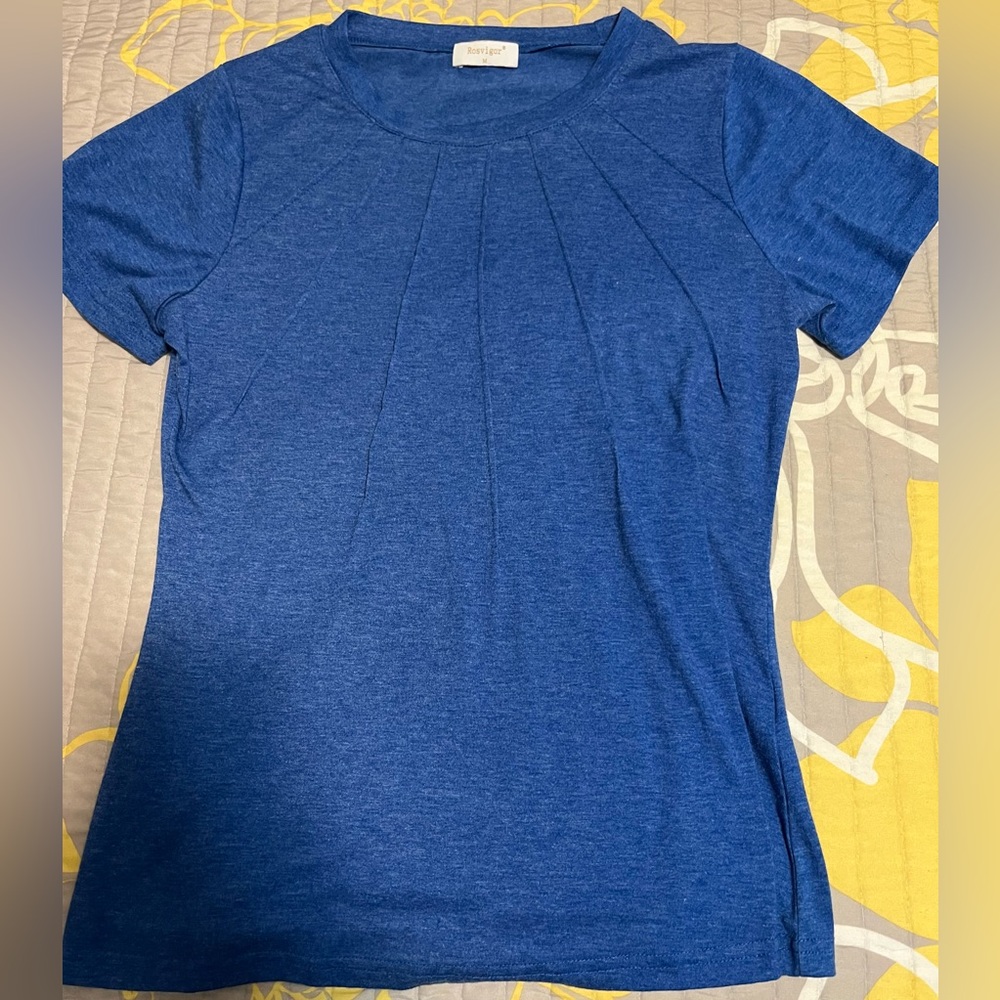 Elegant Blue Short Sleeve Women's Top